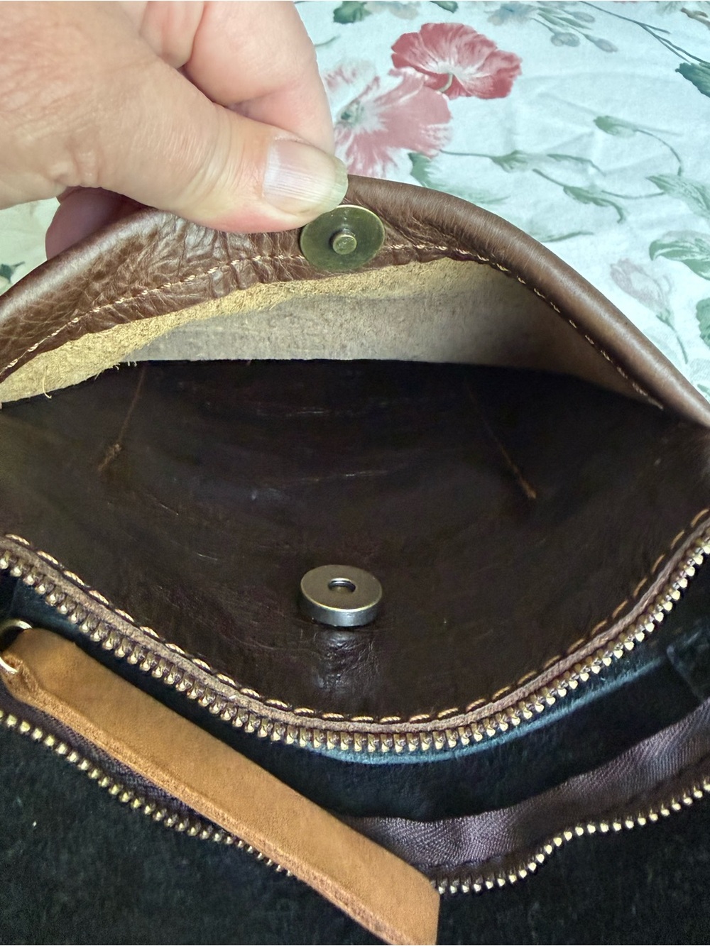 Boho Hand Tooled Leather Crossbody Bag Western Asymmetric Vintage Artisan Purse - Picture 4 of 16